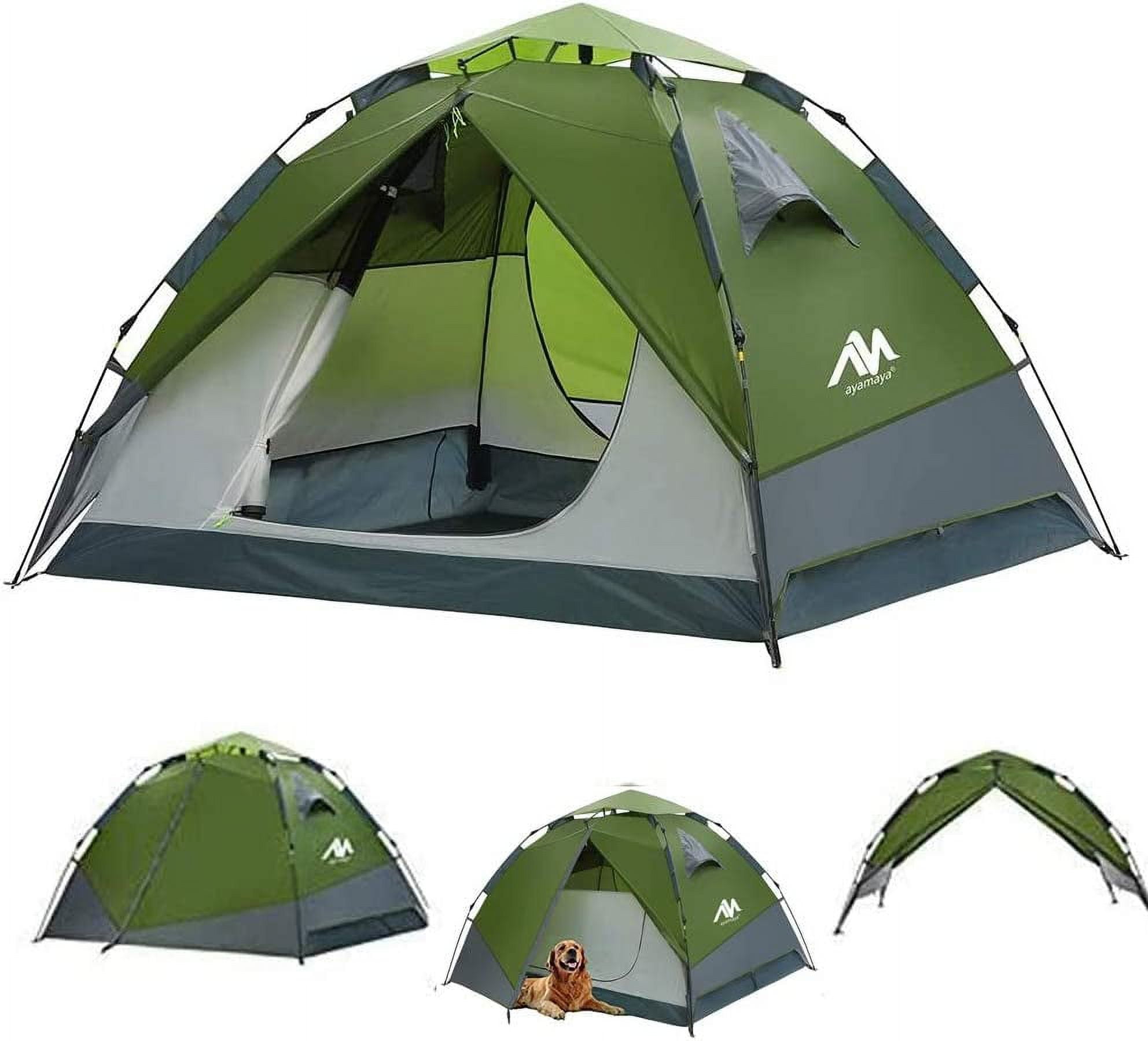 Pop Up Tents for Camping 3-4 Person Automatic Setup - [2 in 1 Design ...