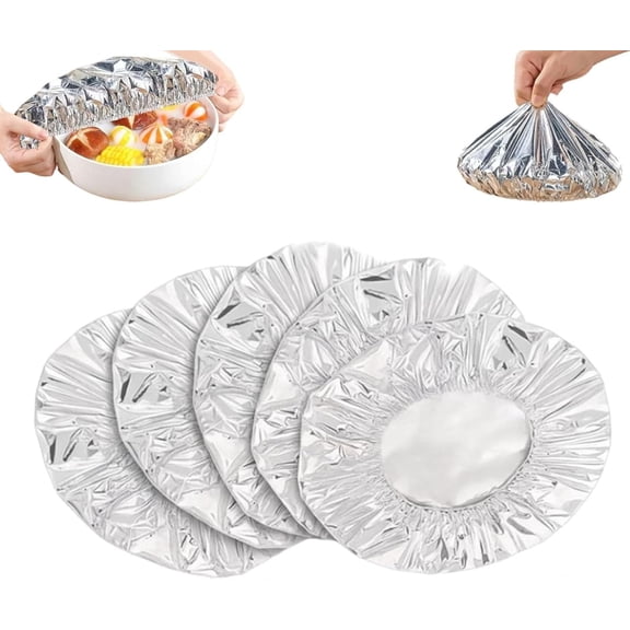 Pop-Up Tin Foil Food Insulation Cover, 7.8In Reusable Aluminum Foil Heat Lid with High Temperature Resistant & BPA Free Design, Adjustable Elastic Edges for Plates Food Storage
