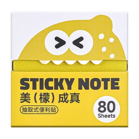 Pop‑Up Transparent Glitter Sticky Notes, 80 Sheets Fruit Shaped Dispenser Notepads, Self Stick Memo Sheets For Home & Classroom Study (Lemon)