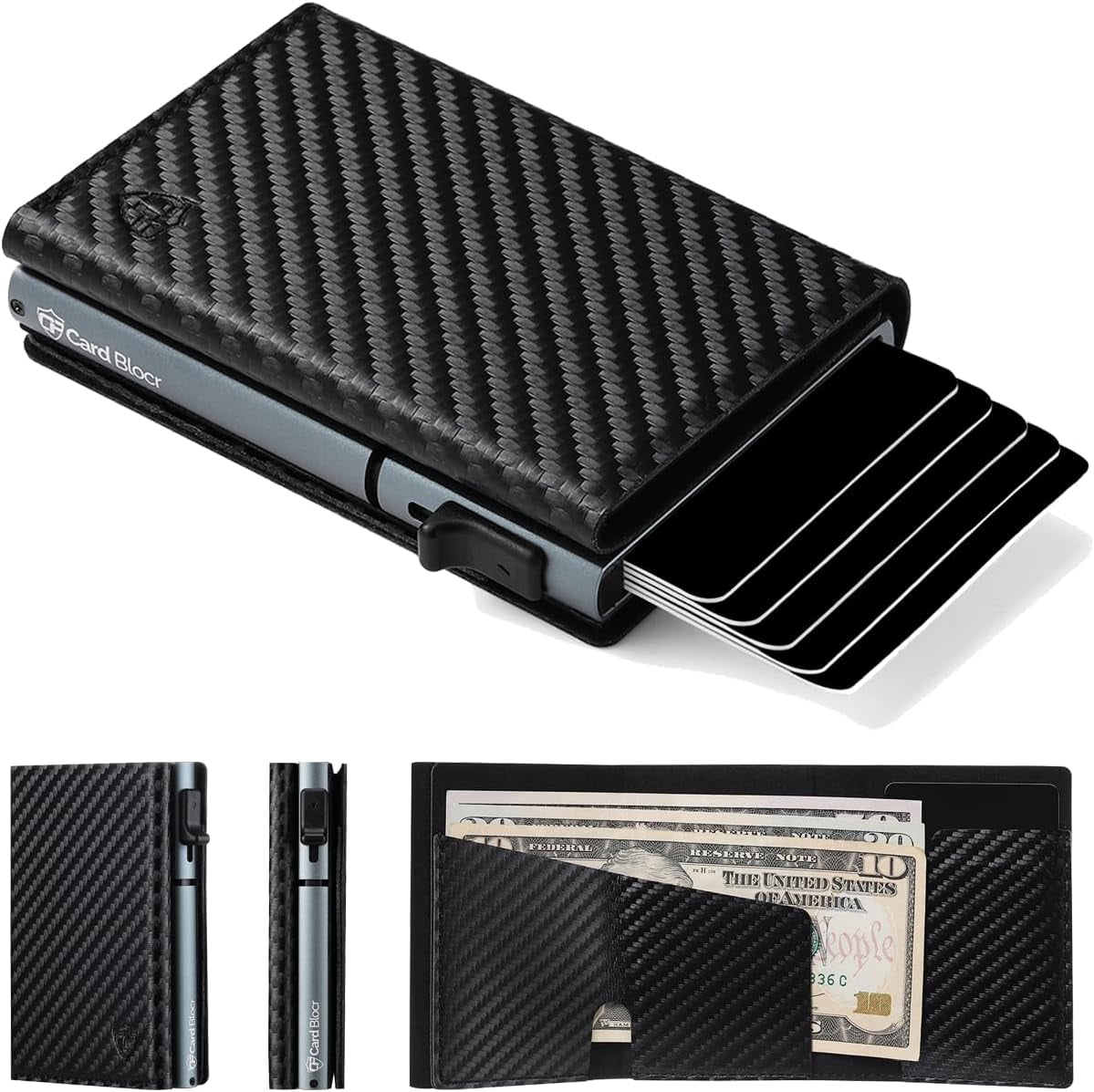 Pop Up Wallet for Men - RFID Blocking Slim Metal Card Holder Wallet ...