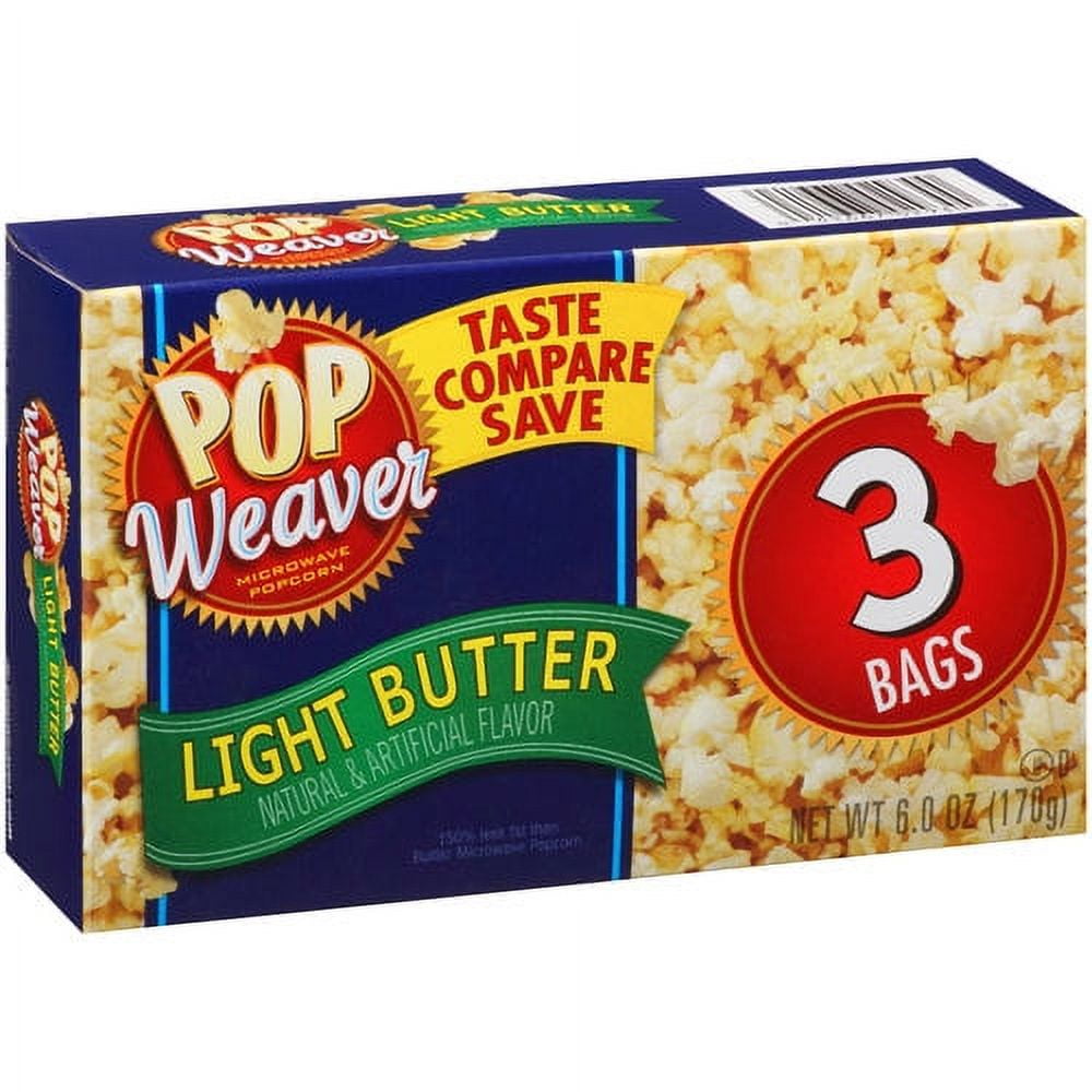 Pop Weaver Light Butter Microwave Popcorn 2 Oz, 3 Ct