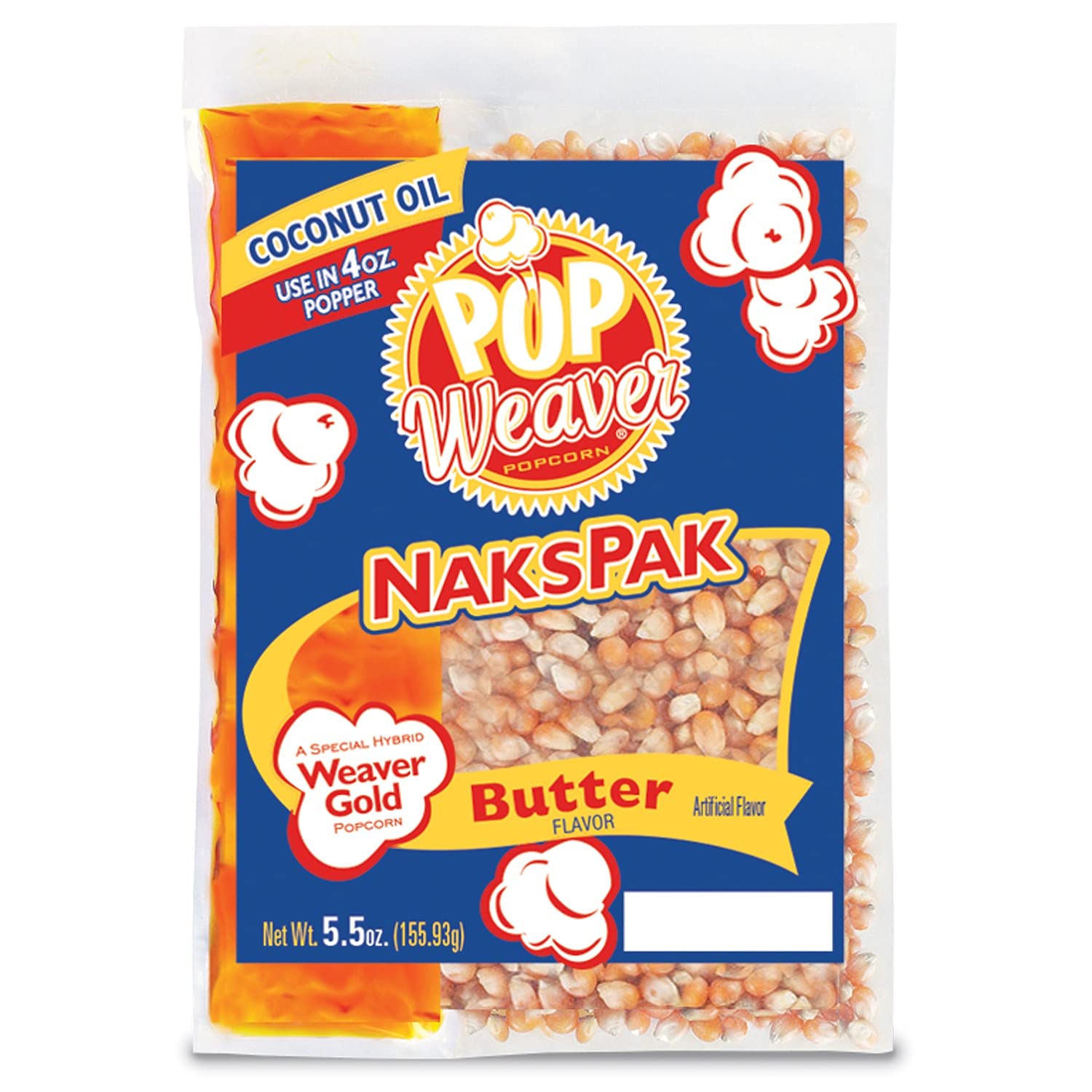 Pop Weaver Naks Pak 5.5oz Butter Flavored Coconut Oil and Popcorn
