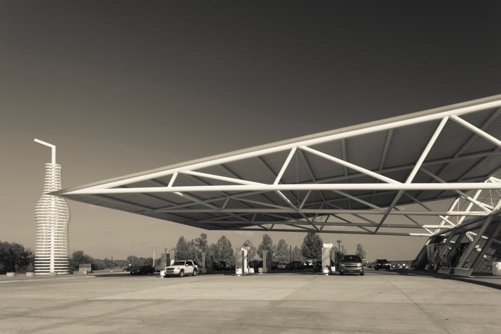 Pop bottle sculpture by toll booth on Route 66 Arcadia Oklahoma USA Canvas Art - Panoramic Images (18 x 24)