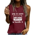 thumbnail image 1 of Pop in Some Handle It Tank Tops Womens Graphic Sleeveless Summer Shirts Casual Loose Fit Blouses Workout Basic Tee Top, 1 of 4