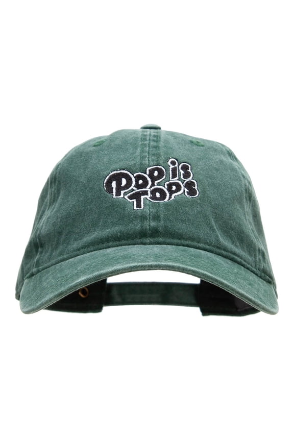 Pop is Tops Embroidered Washed Pigment Dyed Cap - Dark Green OSFM