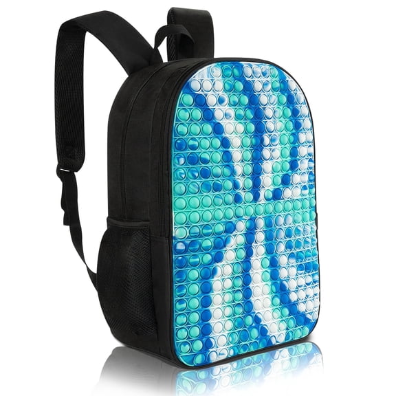 Pop it Backpack Large Fidget Toys Backpack, Decompression, Improve Focus, Silicone panels with nylon, 17.3" Blue Cyclone