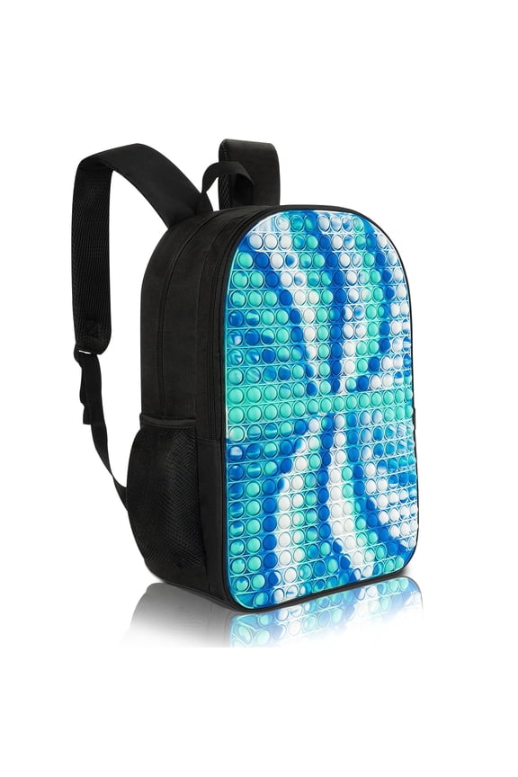 Pop it Backpack Large Fidget Toys Backpack, Decompression, Improve Focus, Silicone panels with nylon, 17.3" Blue Cyclone