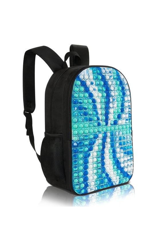Pop it Backpack Large Fidget Toys Backpack, Decompression, Improve Focus, Silicone panels with nylon, 17.3" Blue Cyclone