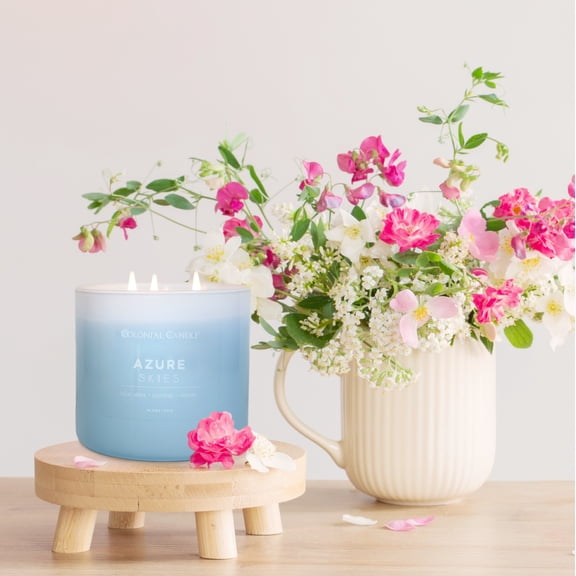 Pop of Color Azure Skies Scented Glossy Jar Candle, 3 Wick, 14.5 oz, 60 Hours Burn, Fresh