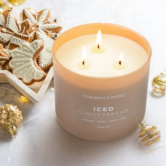Pop of Color Iced Gingerbread Scented Jar Candle, 3 Wick, 14.5 oz, 60 Hours Burn, Aromatic