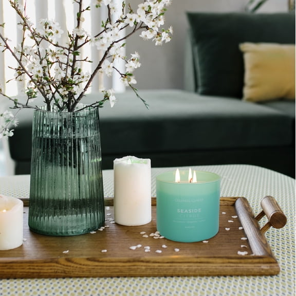 Pop of Color Seaside Citrus Scented Glossy Jar Candle, 3 Wick, 14.5 oz, 60 Hours Burn, Citrus