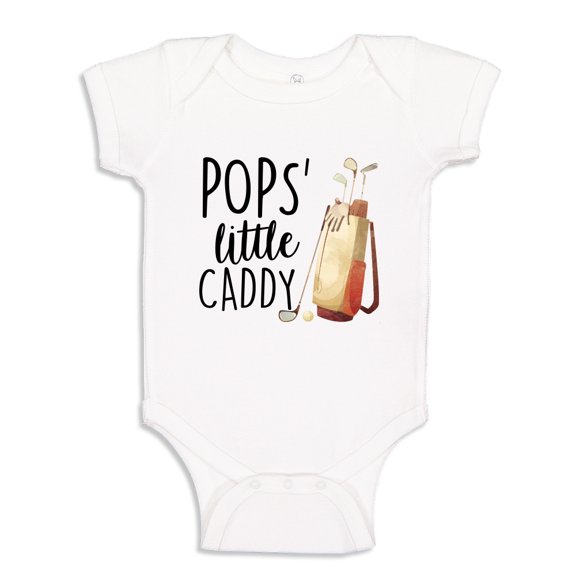 Pop's Little Caddy Baby Bodysuit One Piece NB White