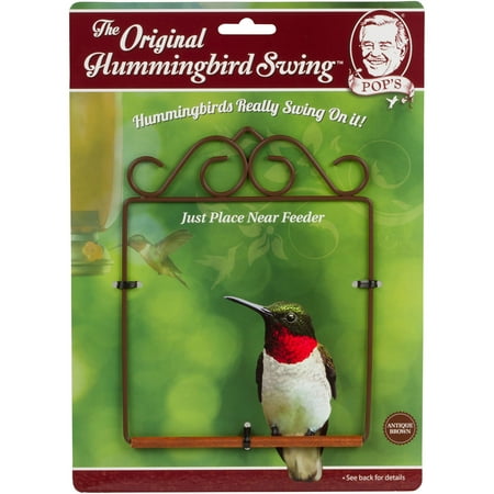 Pop's, The Original Hummingbird Swing for Outdoors - Original Brown | Outdoor Humming Bird Perch for Small Perching Wild Birds, Hook Included