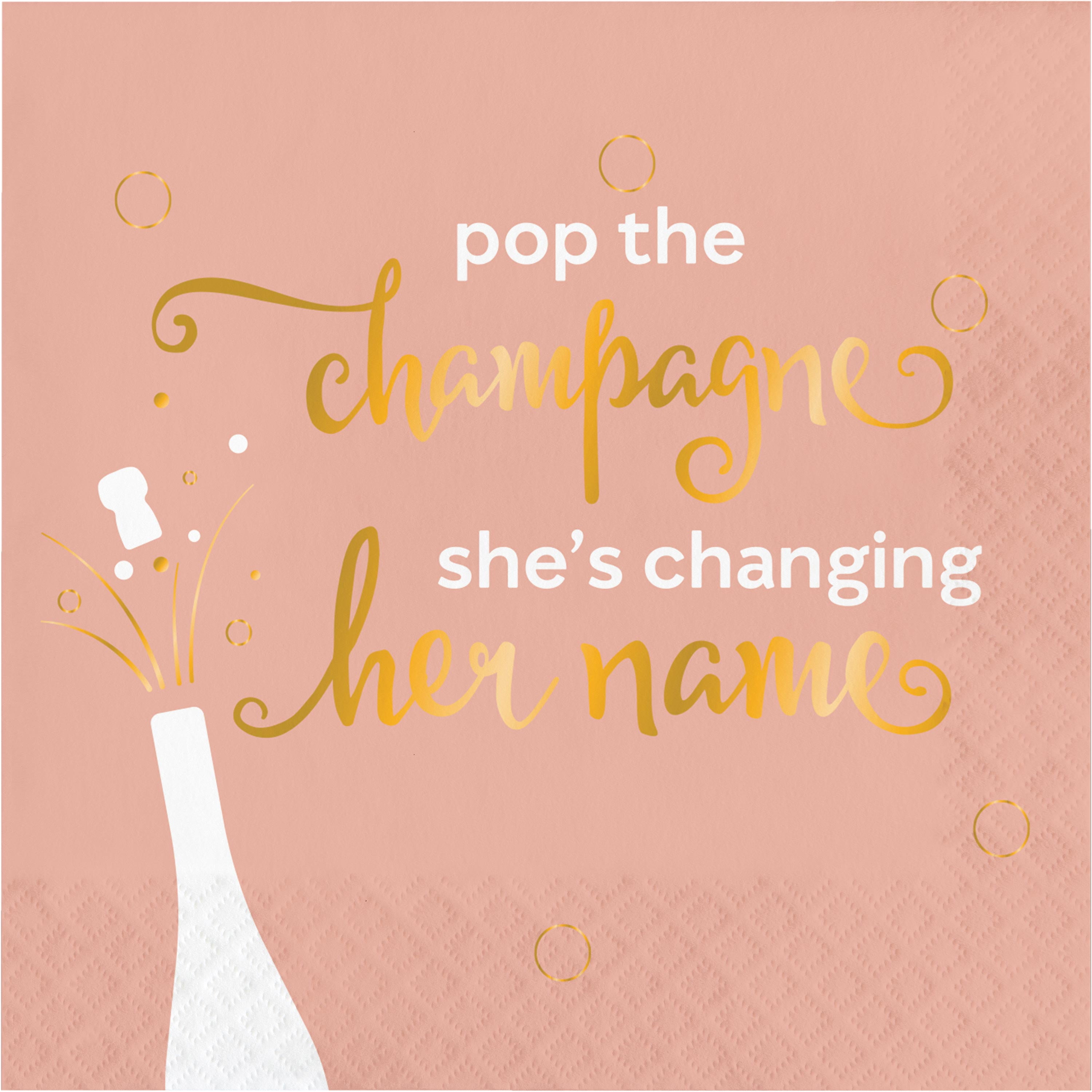 Pop the Champagne Pink and Gold Beverage Napkins, 30 Count by Way to Celebrate