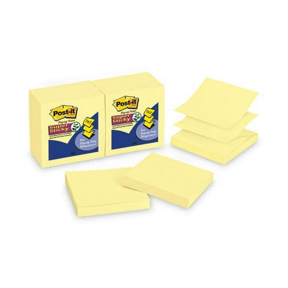 Pop-up 3 x 3 Note Refill, 3" x 3", Canary Yellow, 90 Sheets/Pad, 12 Pads/Pack | Bundle of 10 Packs