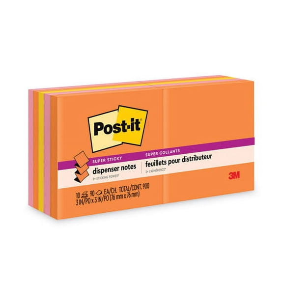 Pop-up 3 x 3 Note Refill, 3" x 3", Energy Boost Collection Colors, 90 Sheets/Pad, 10 Pads/Pack | Bundle of 2 Packs