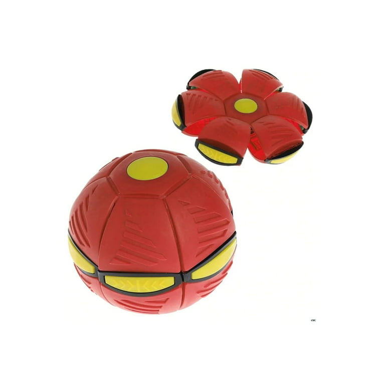 Pop up Ball Flat Flying Saucer - Throw Disc Catch Ball - with LED Lighting,  Red 