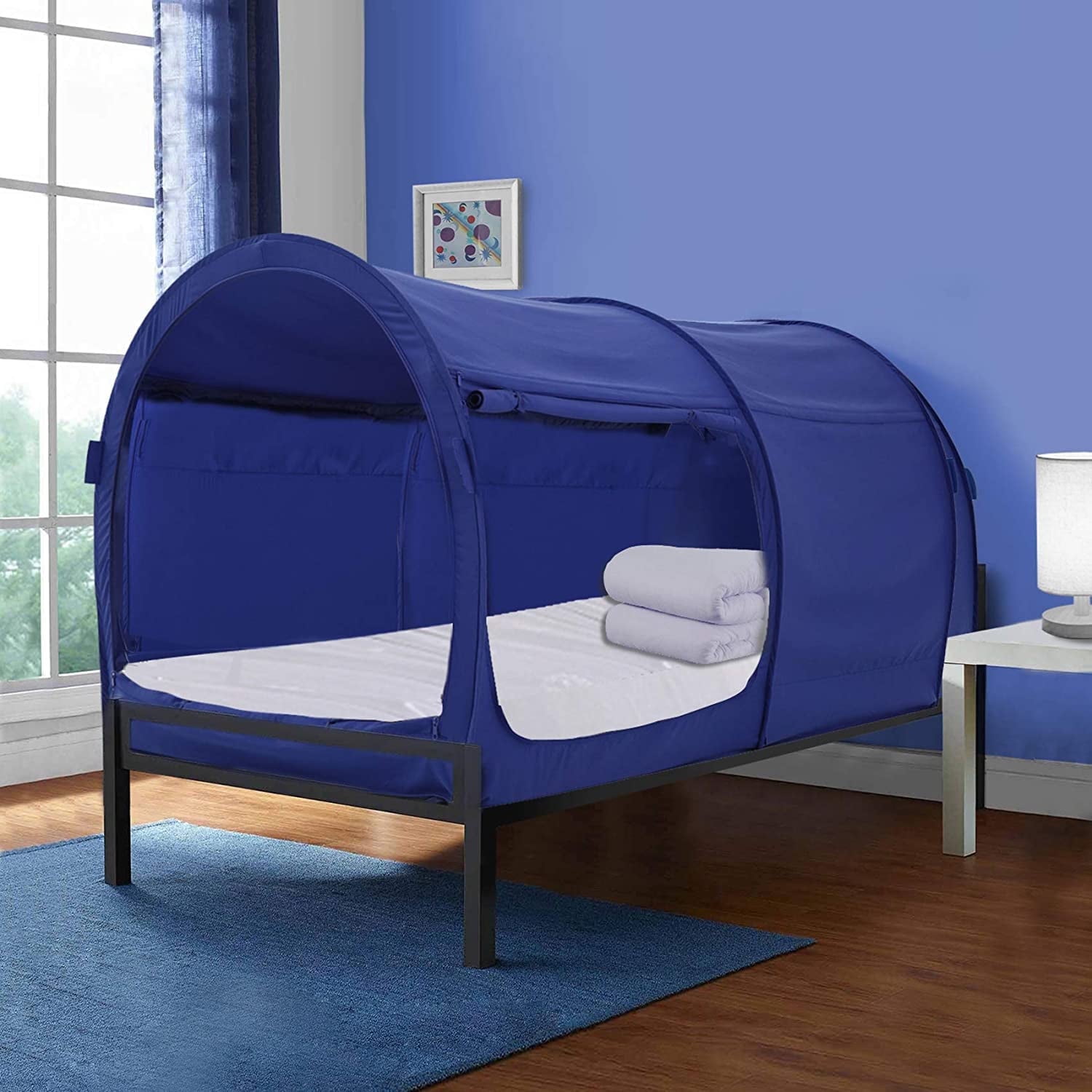 Navy Blue Polyester Twin Bed Tent Canopy
