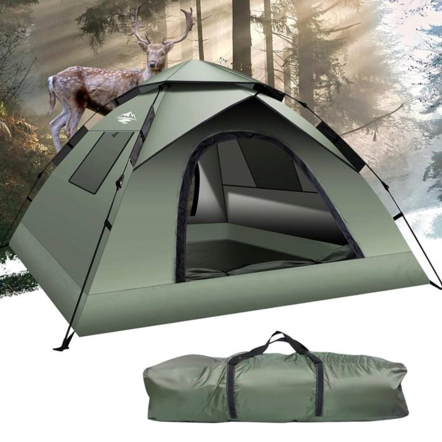 Pop up Camping Tent, 2-4 Person, Automatic Setup Family Instant Tents, Double-Thick Waterproof Outdoor for Hiking Camp