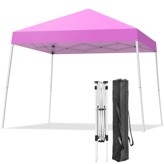 Pop-up Canopy Tent, 10x10 Foot, Slant Legs with Carrying Bag, Gazebo Shelter for Patio Deck Garden and Beach, 8x8 Foot Cover Included, Blue