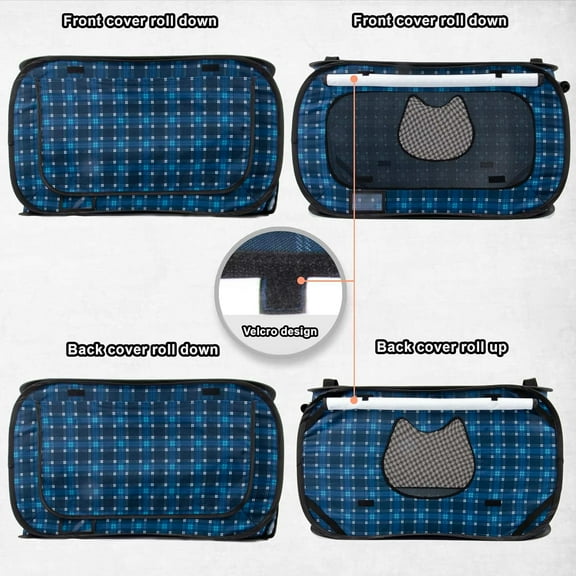 Pop up Cat Tent Dog House,Large 30 in Kennel Soft Crates with Portable Cat Carrier,Travel Little Box, Mattress,Food Bowl,4 Stakes and Carrybag