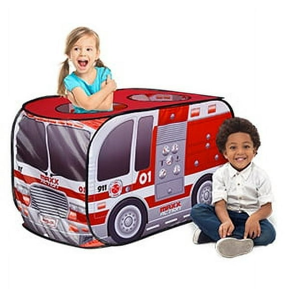 Pop up Fire Truck Play Tent Durable Polyester Material Allows for Indoor and Outdoor Use, Children Ages 3+