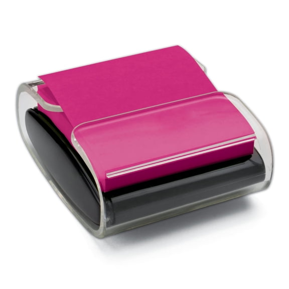 Pop-up Notes Dispenser, 3x3 Inch Sticky Notes Organizer, Desktop Memo Pad Holder with 45 Sheets, Clear Top Black Base, Black