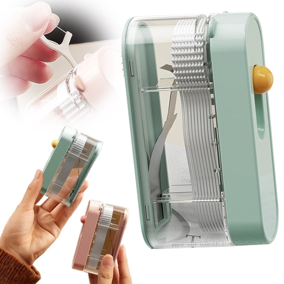 Pop-up Portable Flosser Dispenser, Floss Picks Dispenser, Dental Floss Case, Refillable Floss Holder, Travel Floss Picks Case Toothpick Holder for Travel Home Hotel Dinner(Mint Green)