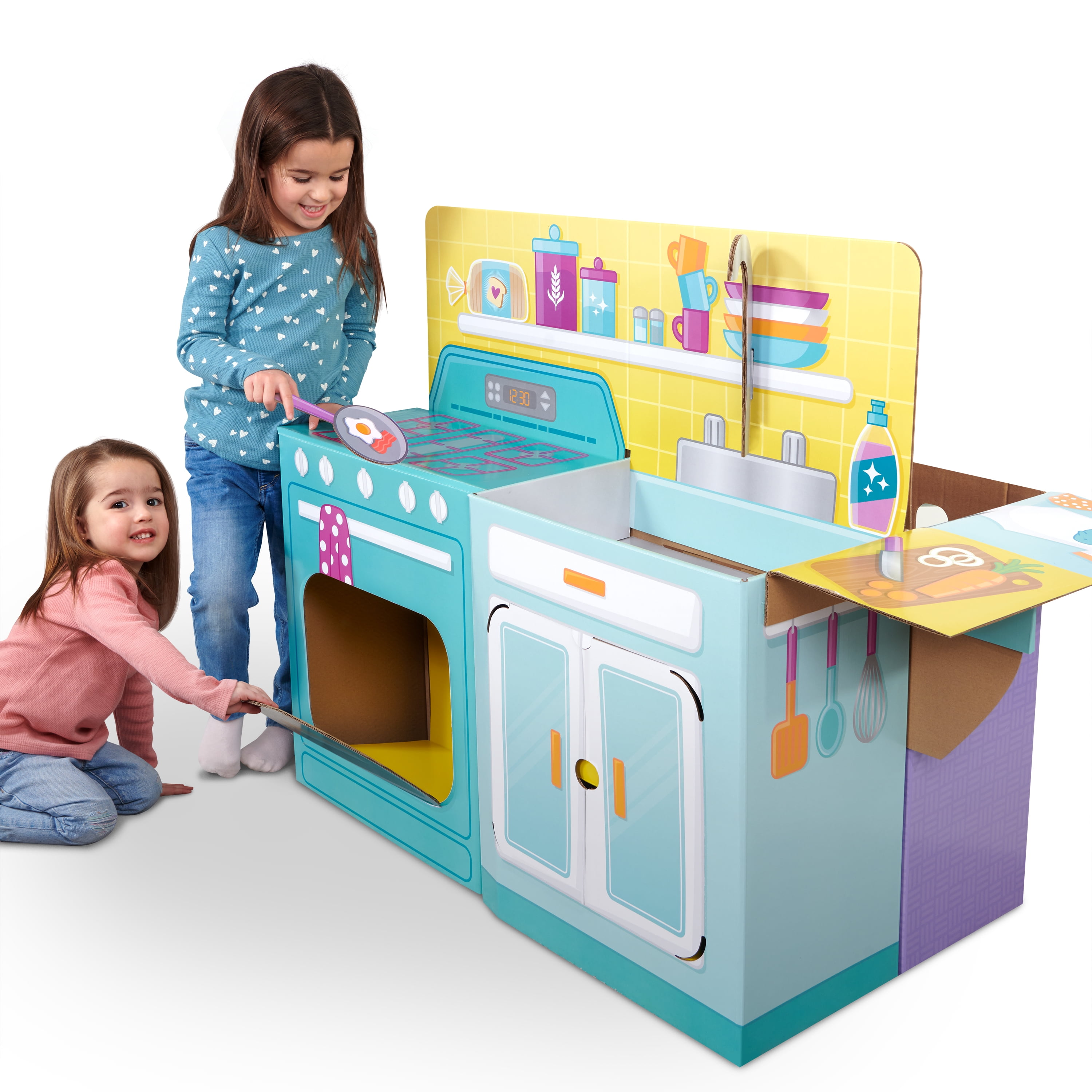 2-in-1 Mini Kitchen Wooden Play Set with 15-Pieces Included