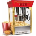 thumbnail image 1 of PopBria 12oz Countertop Popcorn Machine, Retro Professional Popcorn Maker, Movie Theater Style Popcorn Machine with Warming Deck, 64-Cup Large Batch for Home Theater and Party (Red and Gold), 1 of 6