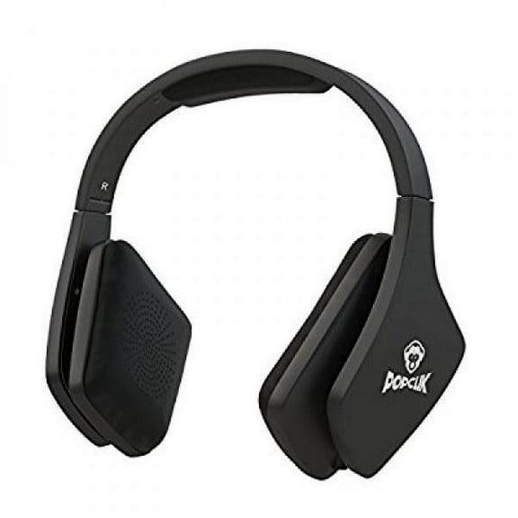 PopClik JUMP! Pro Headphones in Black 40 mm Neodymium Magnet Driver Over the Ear 16 Ohms Impedance