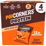 PopCorners 9g Protein, No Artificial Colors, Zesty Cheddar Popped Corn Protein Chips, 1.34 oz 4 Count
