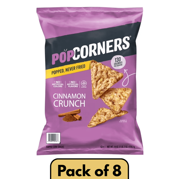 PopCorners Cinnamon Crunch Popped-Corn Snack 18 oz Pack of 8
