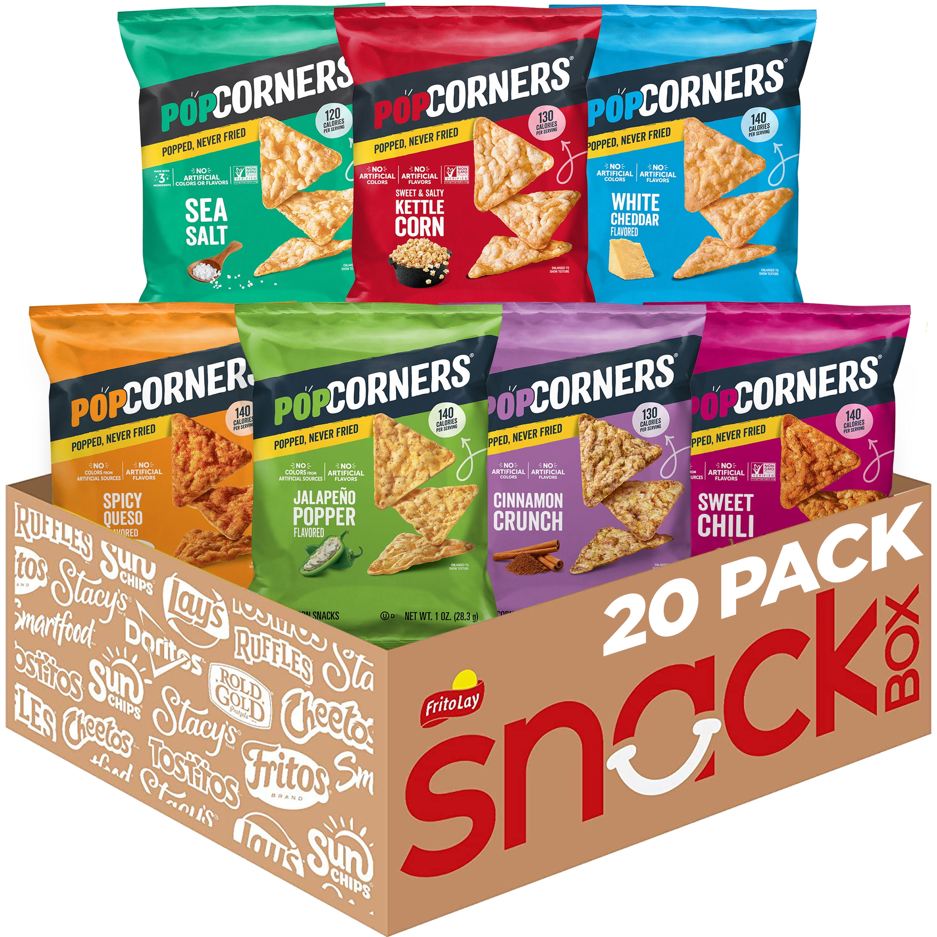 Free Shipping! PopCorners Popped Corn Snacks Sampler Pack 20 1 oz