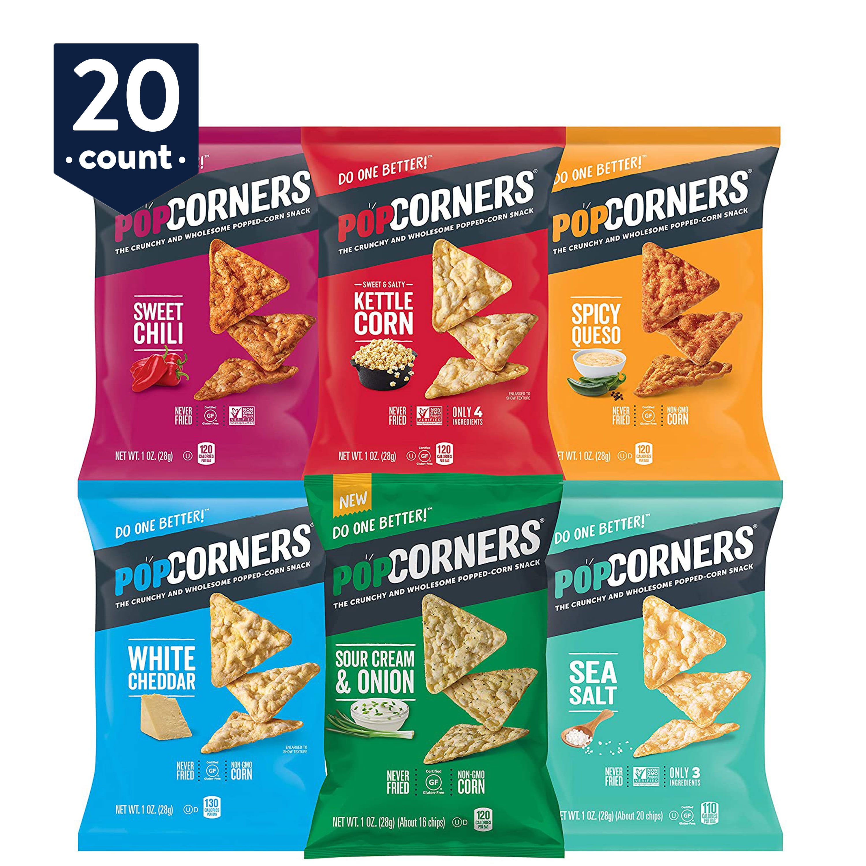 PopCorners Gluten Free Popped Corn Snacks, Sampler Variety Pack, 1 oz