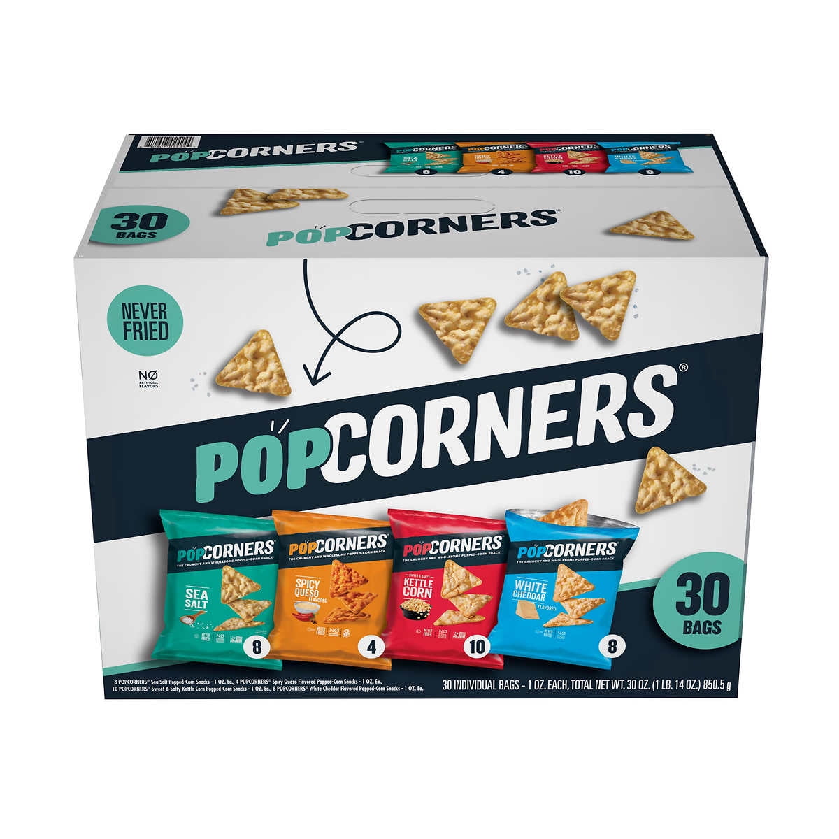 PopCorners Gourmet Popcorn, Variety Pack, 1.0 oz, 30 Count