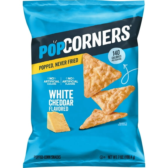 PopCorners No Artificial Colors or Flavors White Cheddar Popped Corn Chips Bag, 7 oz