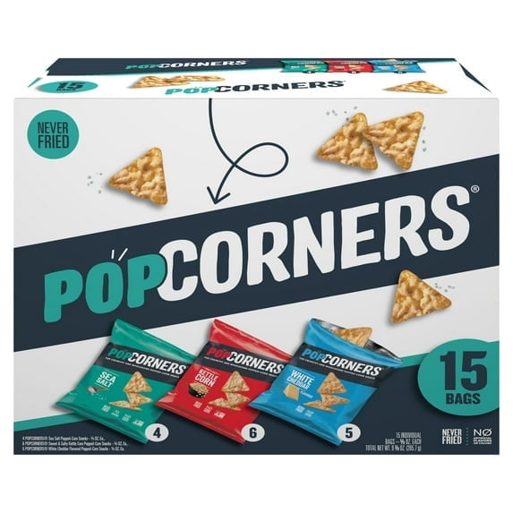 PopCorners Popped Corn Snack Chips, 3 Flavor Variety Pack, 15 Count Multipack - 2 Pack