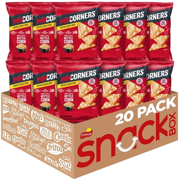 PopCorners No Artificial Colors or Flavors Kettle Corn Popped Corn Chips Bag, 1 oz, 20 pack