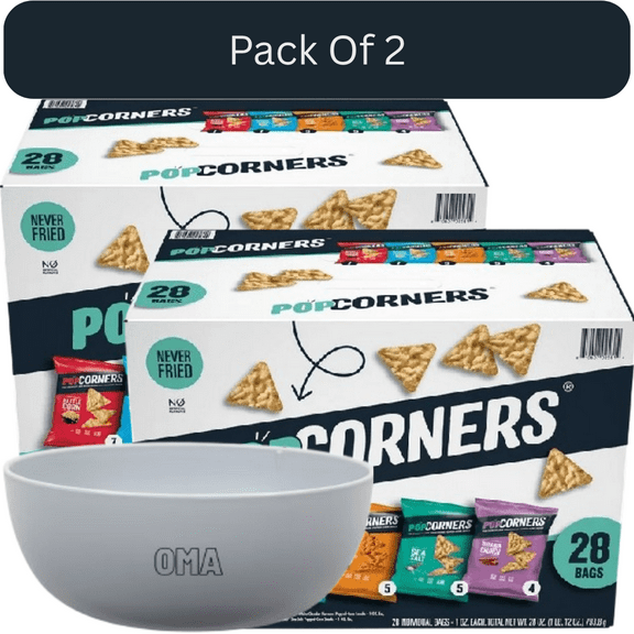 PopCorners Variety Pack Chips, 1 oz, 28 Count With White Bowl By OMA
