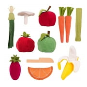 PopOhVer Pretend Play Plush Food Play Set, Fruits & Vegetables