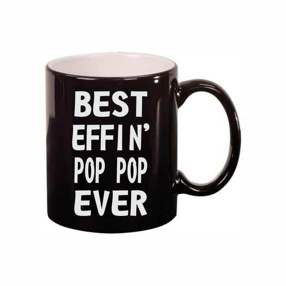 PopPop Coffee Mugs, Best Effin Pop Pop Ever 11oz Ceramic Coffee Cup Teacup with Handle, Funny Birthday Gifts
