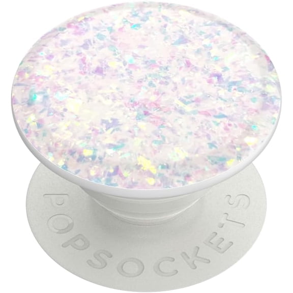 PopSockets Adhesive Phone Grip, Holder, Phone Stand, Glitter - Iridescent Confetti White
