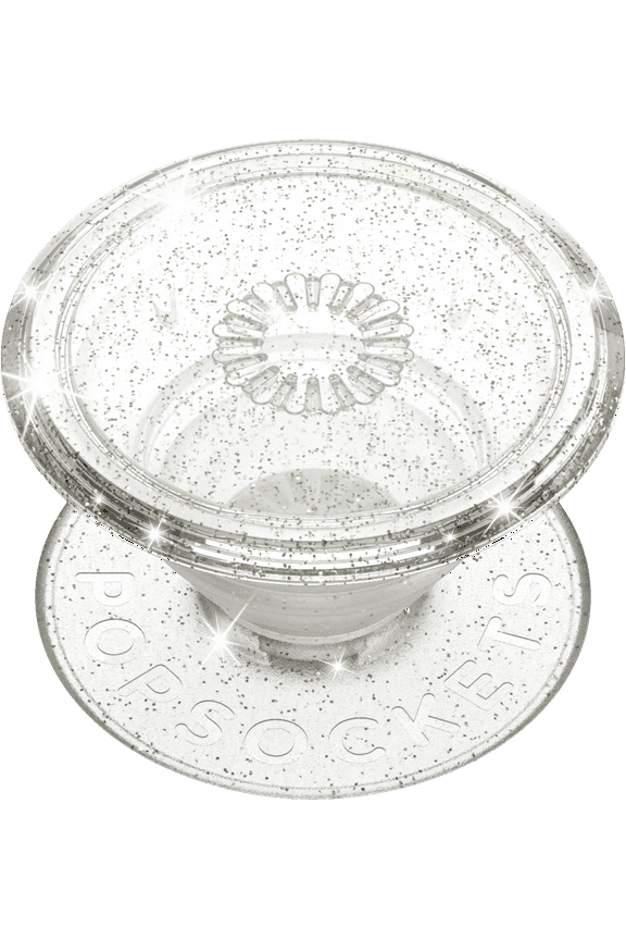 Grip with Swappable Top for Cell Phones, PopGrip Sparkle Clear