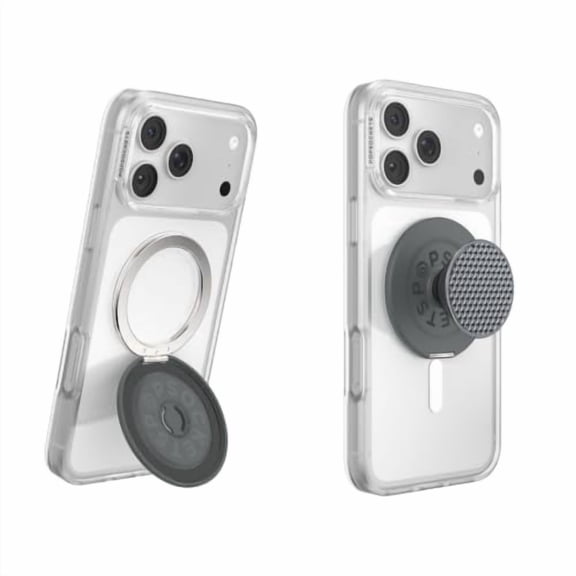 PopSockets Kick-Out Grip for MagSafe, Adjustable Kickstand for Portrait or Landscape, Magnetic Stand, Black - Knurl Gunmetal