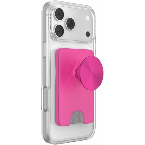 PopSockets Kick-Out Wallet for MagSafe, Adjustable Kickstand, Magnetic Stand, Hot Pink - Fuschia Radial