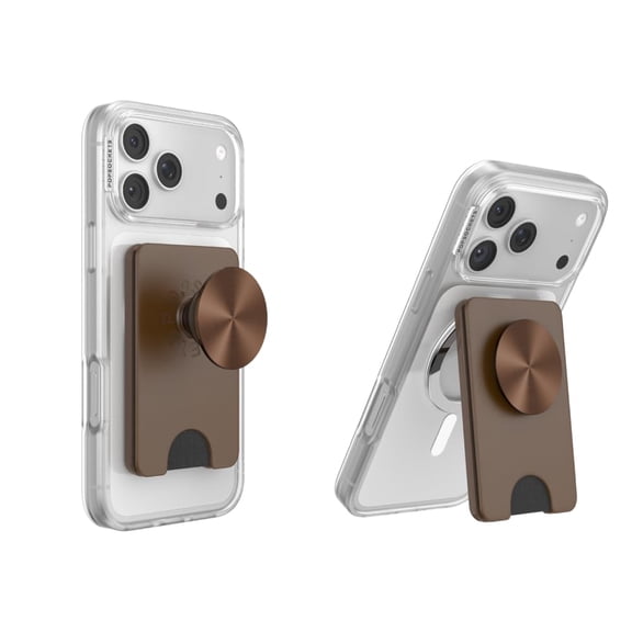 PopSockets Kick-Out Wallet for MagSafe, Adjustable Kickstand, Magnetic Stand, Neutral - Cocoa Radial
