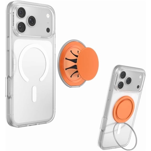PopSockets Low-Pro Grip for MagSafe Ultra Thin Phone Grip and Stand, Orange - Orange