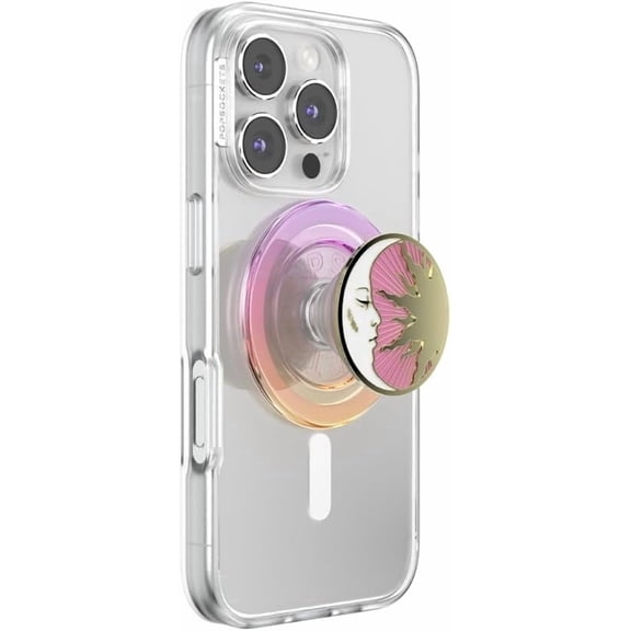 PopSockets Phone Grip for MagSafe, Magnetic Holder, Phone Stand, Enamel - Enamel Lunar Dreams Pink