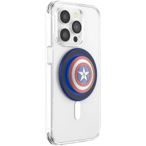 PopSockets Phone Grip for MagSafe, Magnetic Holder, Phone Stand, Marvel - Enamel Captain America